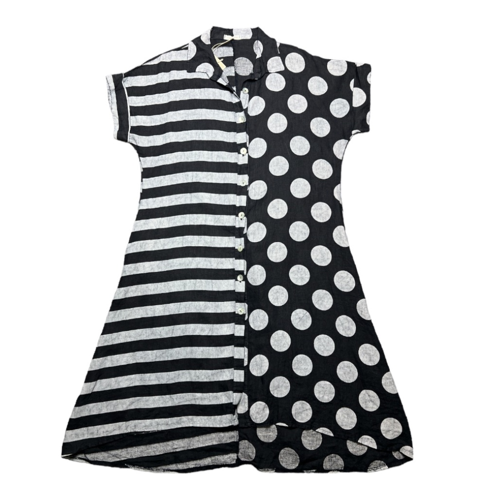 Blue grey  button-down collar dress with pockets one size